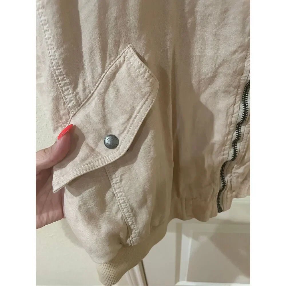 Free People Ruched Linen Blend Bomber jacket size large